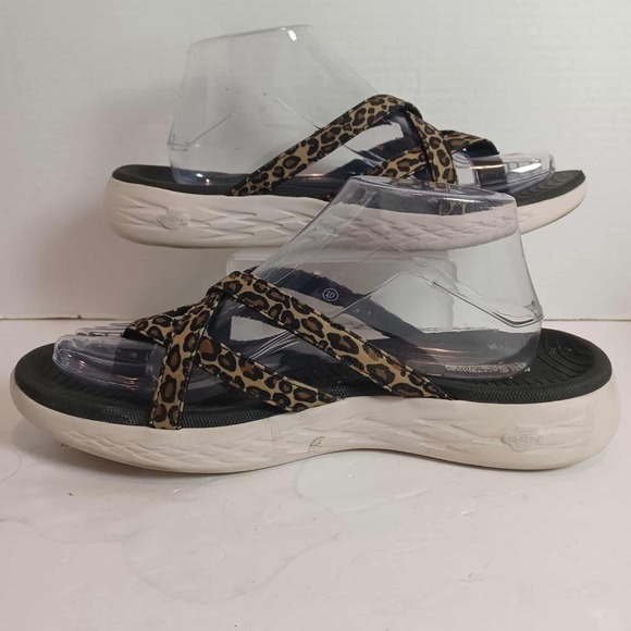 Skechers Shoes - Skechers‎ Womens Goga Mat Strappy Flip Flop Thong Sandals Leopard Size 10